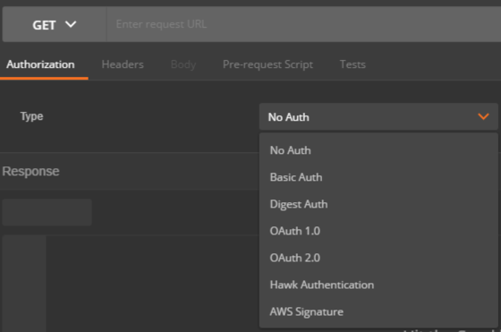 Postman Authorization tab