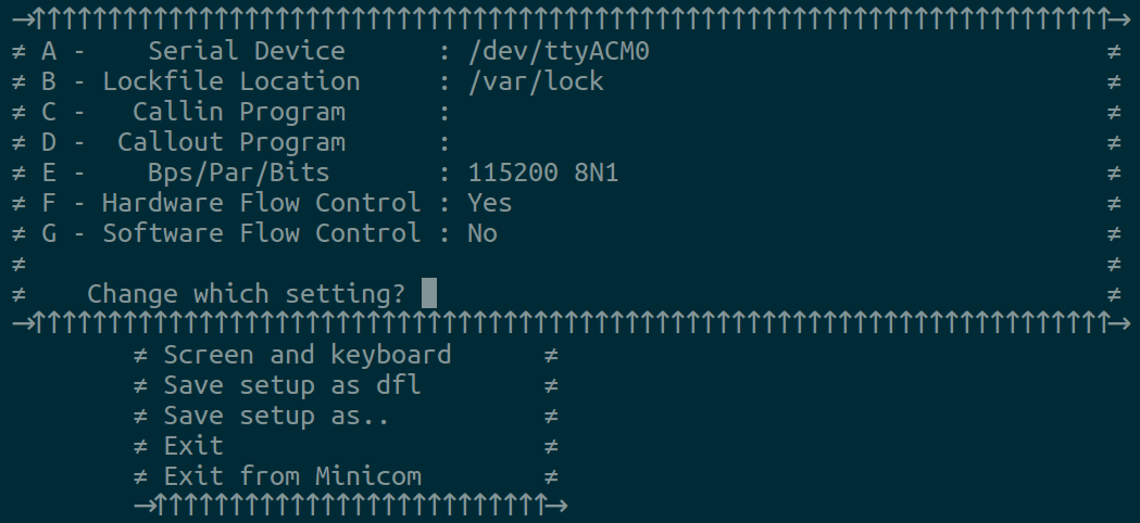 Configure minicom